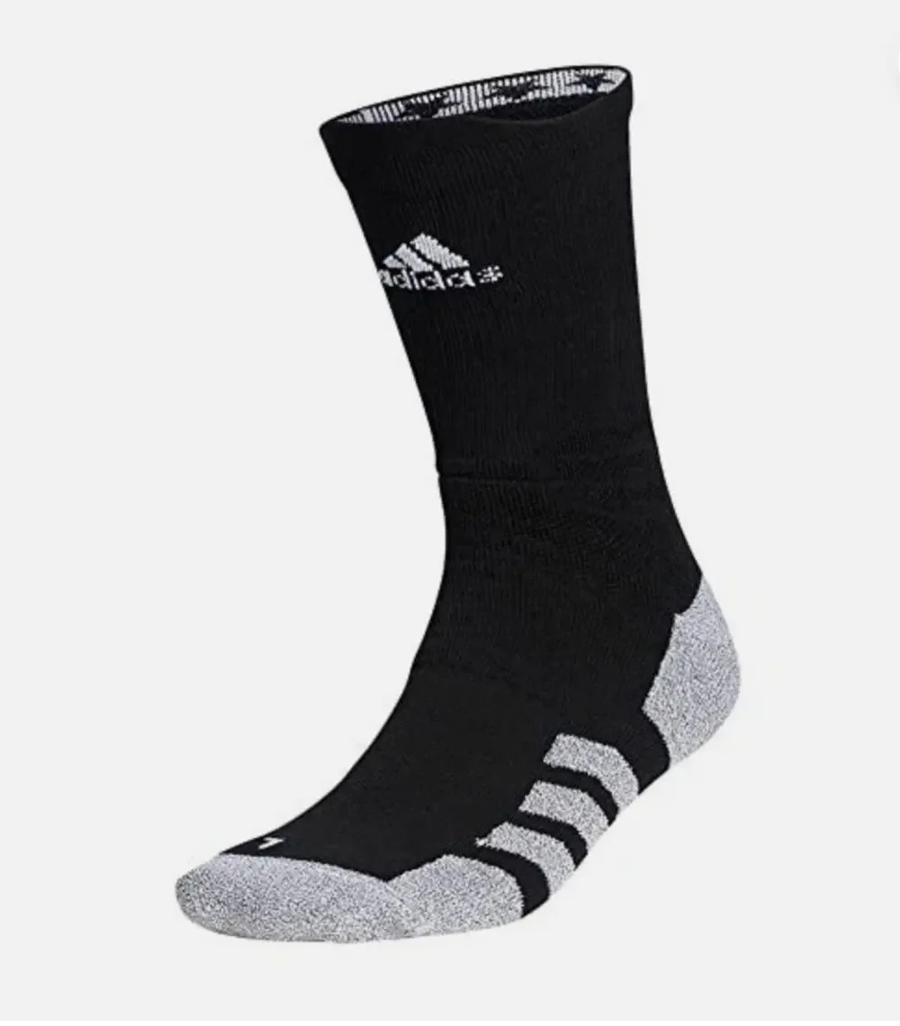 ADIDAS 5-Star Team Crew Socks Mens 9.5-12 Large White Black Cushioned Practice